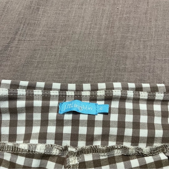 J. McLaughlin Brown White Gingham Pants Size 6 Straight Leg Summer Fall Preppy - Picture 5 of 7